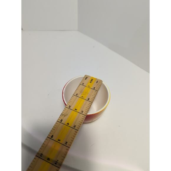 Hazel Atlas Apple Milk Glass Covered Sugar Bowl Jam Jar Red Yellow 4"H Vintage - Picture 9 of 9